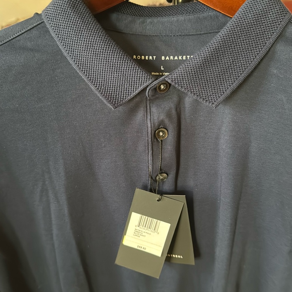 NWT Robert Barakett long sleeve polo shirt